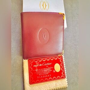 Cartier Leather Bifold Wallet Bordeaux.